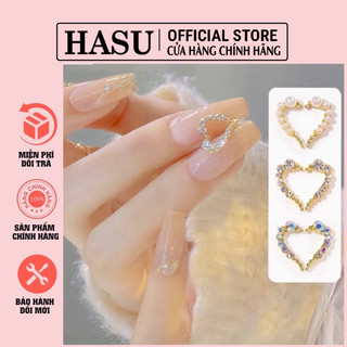 Charm nửa trái tim gắn đá đính trang trí móng cực xinh