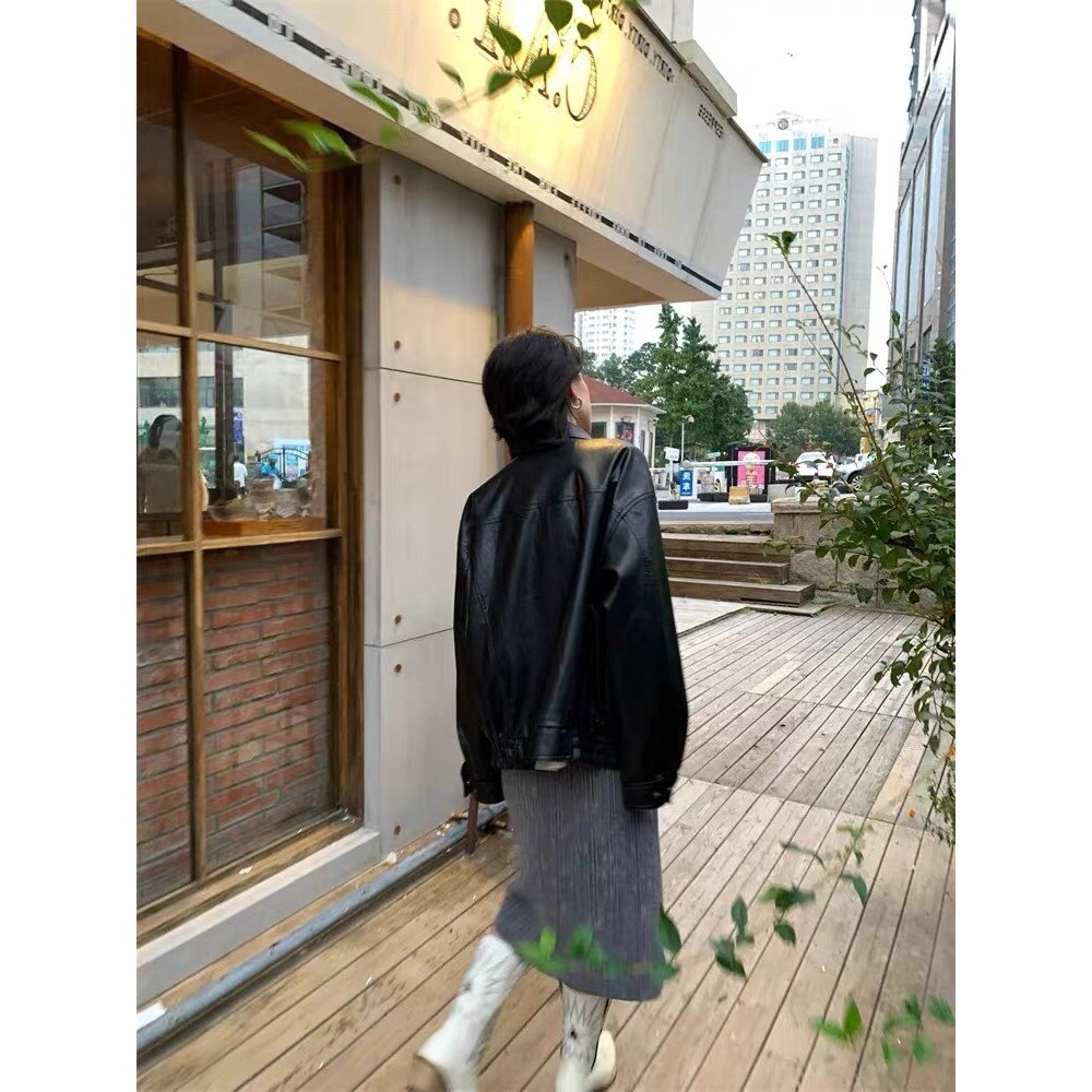 Áo khoác ngoài, áo khoác da trơn from rộng unisex phong cách hàn quốc | BigBuy360 - bigbuy360.vn