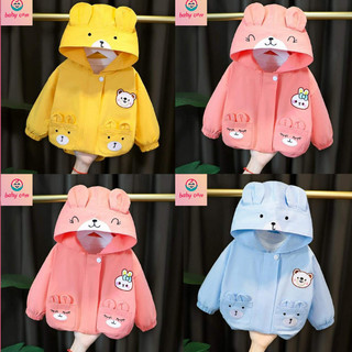 Sale! Áo khoác cho bé gái, áo khoác gió cho bé, thêu Gấu túi hình thú dễ thương bé gái từ 10kg đến 23kg