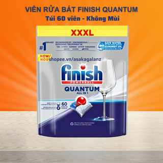Viên rửa bát Finish Quantum All in one 60 viên không mùi loại cao cấp dùng cho máy rửa bát