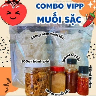 Bánh tráng muối sặc cay+hành phi+sốt tắc+ớt rim
