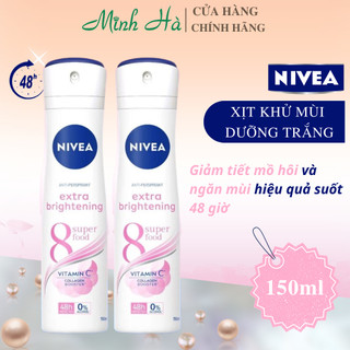 Xịt khử mùi nữ trắng mịn mờ vết thâm Nivea Extra Whitening 150ml