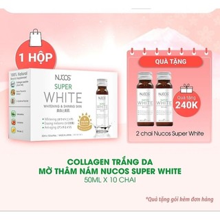 1 hộp tặng 2 chai - Nucos Super White - Nước Uống Collagen Dưỡng Da Trắng Sáng Nucos Super White