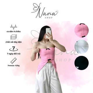 Áo croptop phôi nơ trước ngực có sẵn mút ngực