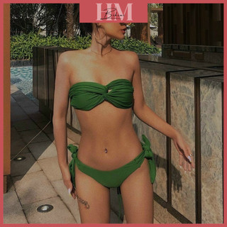 Bikini 2 mảnh áo xoắn cup ngực quần buộc nơ