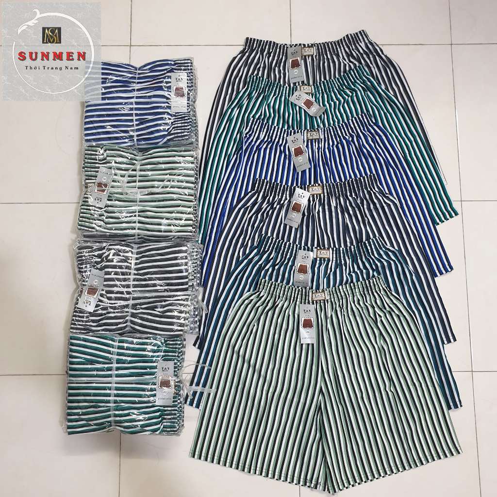 [LOẠI DÀY] Quần Đùi Nam Kẻ Sọc Thun Co Giãn Có Túi Sau Mặc Ngủ,Mặc Nhà Thoáng Mát Chất Cotton 4 Chiều Size Từ 50-90kg