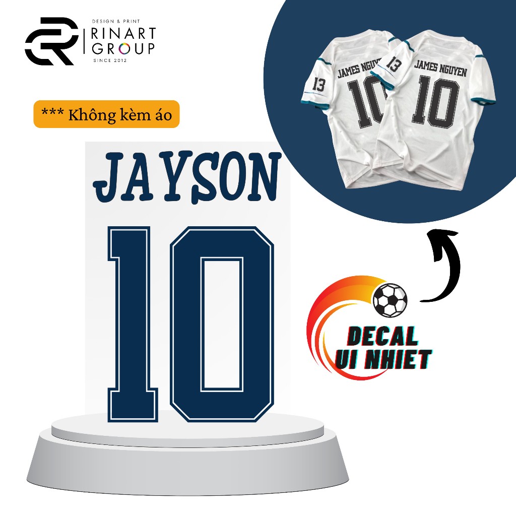 IN THEO YÊU CẦU - Không Kèm Áo - Decal Logo Sticker Patch Tên Và Số Bóng Đá Ủi Nhiệt Trực Tiếp Lên Áo Tại Nhà