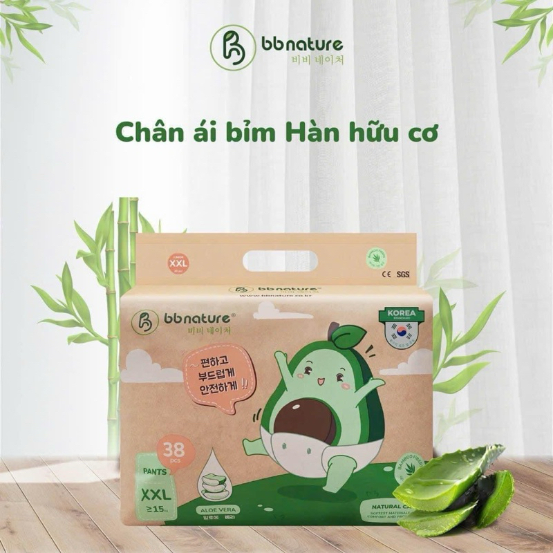 Tã Bỉm Quần Dán BB Nature Hàn Quốc, Mềm Mại, Mỏng Nhẹ Đủ Size NB60/S56/M52/M48/L44/XL40/XXL38