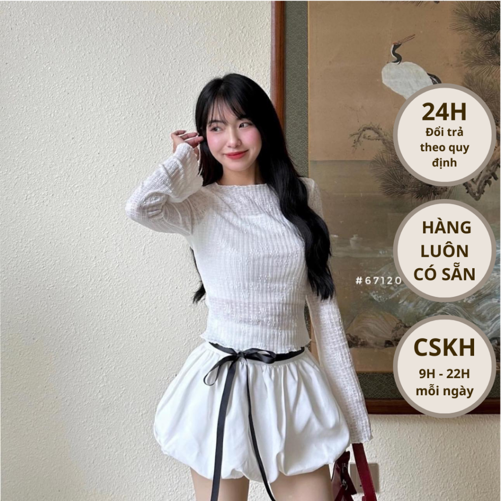 Set áo ren hoa + cv bí 671204