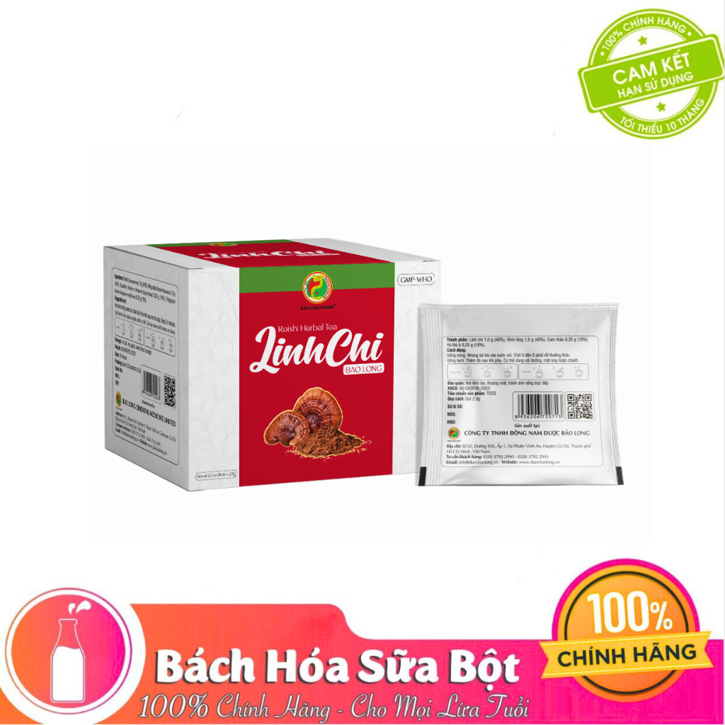 Trà thảo mộc Linh Chi Bảo Long (Hộp 20 gói x 2.5 g)