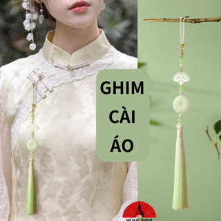 Tua rua áo dài, ghim cài áo cổ trang ngọc bội tinh xảo, làm thủ công, phụ kiện áo dài, phong cách Trung hoa