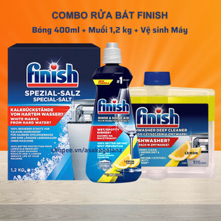 Combo Dung dịch vệ sinh máy rửa bát 250ml+Muối 1,2kg+Bóng 400ml - Chính Hãng.