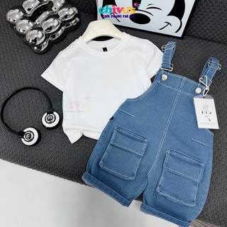 set bé gái, sét yếm jean kèm áo thun cho bé gái chất siêu đẹp siêu xinh đủ size từ 9 -18kg
