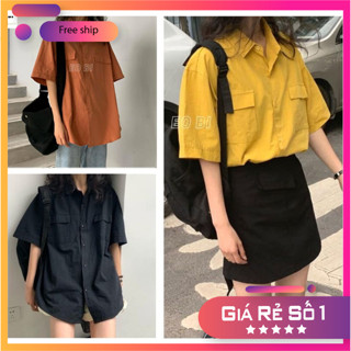 Áo sơ mi unisex 2 túi hộp hàn quốc 5 mầu ulzzang vintage