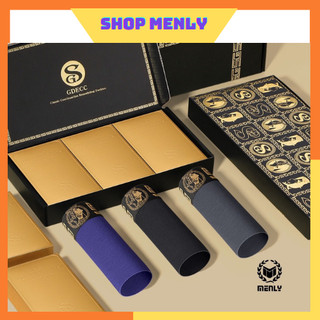 COMBO 3 quần sịp nam chất cotton hộp thỏi vàng full hộp túi giấy làm quà tặng mẫu mới 2024