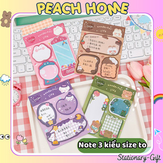  Set Giấy Note 60 Tờ Có Keo Size Lớn 3 Kiểu Gấu Thỏ Cute Ghi Chú Nhắc Nhở   Tập Nhớ Dính peach home giá rẻ 1k 
