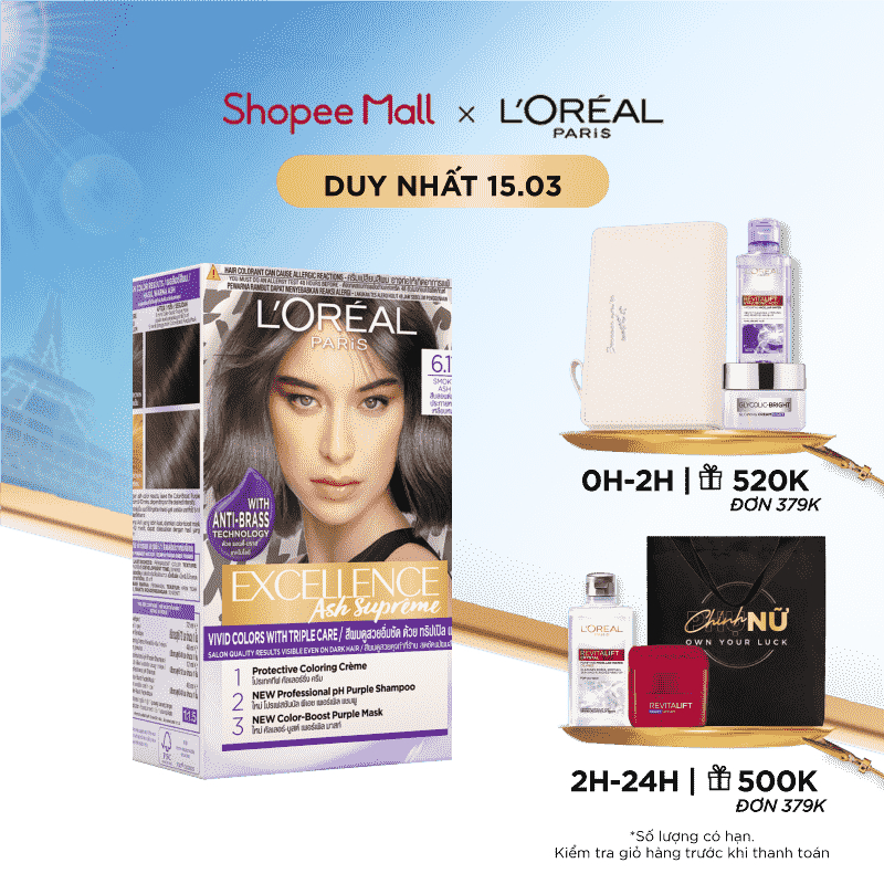 Kem nhuộm dưỡng tóc sâu L'Oreal Paris Excellence Fashion 172ml với tông màu thời trang