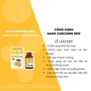 Tinh nghệ nano curcumin new, hỗ trợ dạ dày,tá tràng, lọ 60 viên