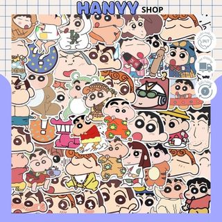 Set 100 Sticker Shin-chan, Nhãn Dán Trang Trí Laptop, Mũ Bảo Hiểm, Phụ Kiện, Vali, Góc Học Tập
