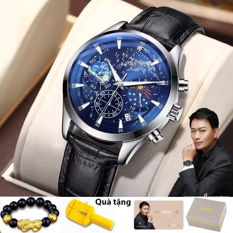 (Fullbox) Đồng Hồ Thạch Anh Veadons Chính_Hãng, Mặt phản quang Dải Ngân Hà