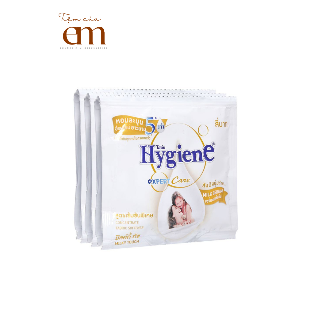 Nước xả vải Hygiene Expert Care  trắng Milky Touch 20ml - Nước xả siêu đậm đặc dây 12 gói