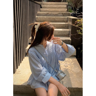 Sơmi babydoll linen tay bồng cổ tàu xếp ly ngực Emily - Sơmi oversize linen