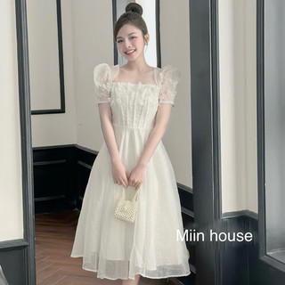Váy prom trắng cánh tiên ren đính hạt