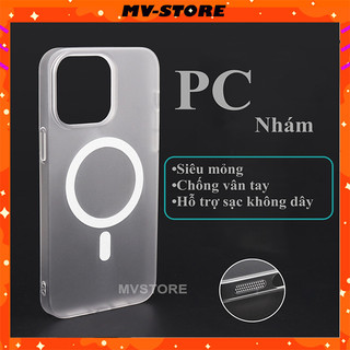 Ốp lưng PC cứng nhám mờ siêu mỏng từ tính hỗ trợ sạc không dây cho 15 14 13 Pro MAX 14 Plus 12 Pro MVSTORE