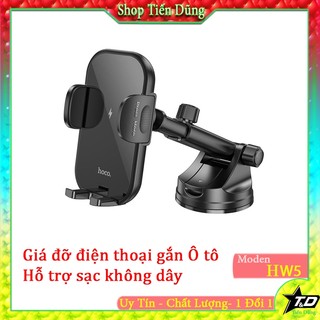 Giá đỡ điện thoại sạc không dây Hoco HW5 dùng trên ô tô, hỗ trợ sạc nhanh 15W cho điện thoại