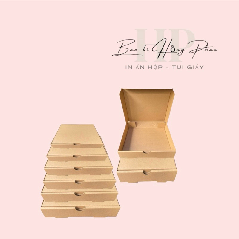 Hộp pizza trơn sẵn các size từ 14 -> 31. Phù hợp đựng pizza, set đồ ăn vặt, gà quay.
