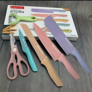 Bộ Dao Everrich Lúa Mạch 6 Món. Bộ dao lúa mạch 6 món kháng khuẩn tiện dụng. dao nhà bếp tiện dụng Kitchen