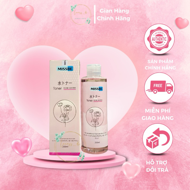 Nước Hoa Hồng MISSBE Dưỡng Da Căng Bóng Và Cân Bằng Độ Ph Cho Da 250ML
