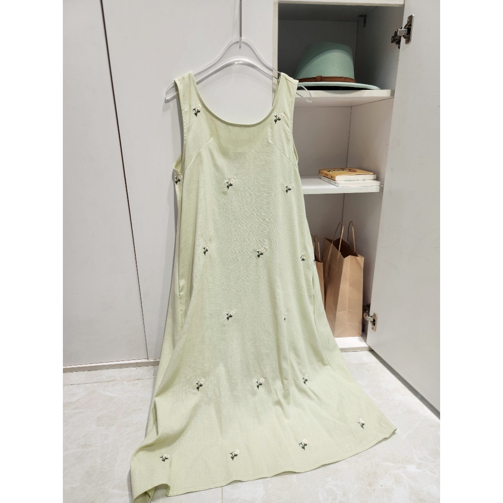 Đầm linen S2M thêu full free size