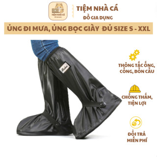 Ủng Đi Mưa, Ủng Bọc Giày Đi Mưa Cổ Cao Đế Cao Su Chống Trơn Trượt Chất Liệu Nhựa PVC Cao Cấp size từ S đến XXL