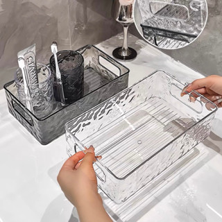 Hộp Lưu Trữ Máy Tính Để Bàn Acrylic Khay Nhựa Trong Suốt Đựng Mỹ Phẩm Có Tay Cầm, Hộp Đựng Đồ Nhựa Mỹ Phẩm Đa Năng