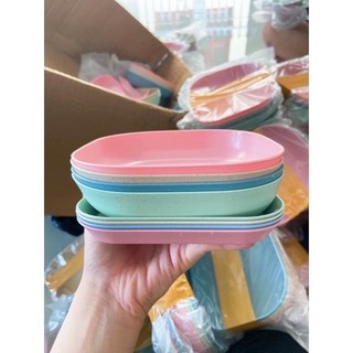 Set 8 Đĩa Lúa Mạch Vuông (4 Đĩa Sâu, 4 Đĩa Nông)