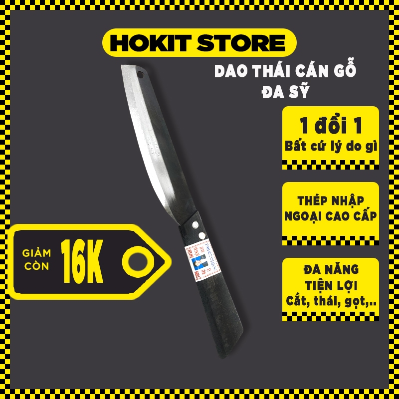 Dao thái cán gỗ Đa Sỹ, dao thái thịt, rau, củ quả dài 18cm giá sỉ - HOKIT2