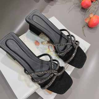 Dép Cao Gót Nữ cao 4P dây đan chéo lấp lánh Bling Bling nhiều màu Giày Bánh Bèo mã DayDanVuong