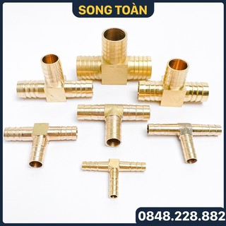 Tê Đuôi Chuột , Tê Ba Đầu Nối Ống Mềm Đuôi Chuột Phi 6 8 10 12 14 16 18 20mm - Đồng Thau