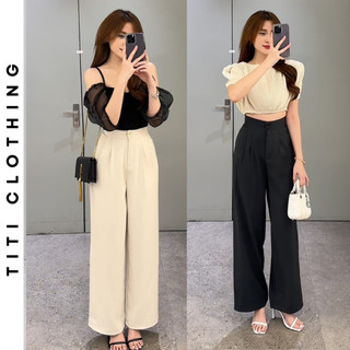  Quần ống suông nữ lưng cao TiTi02 quần ống rộng dáng suông cạp cao quần tây nữ quần tây nữ công sở 