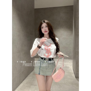 Chân váy jean bling kèm đai chữ bb