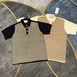 Áo polo GC Jacquard hạo tiết nổi bật nam nữ cao cấp Áo polo GC Monogram nam nữ cao cấp