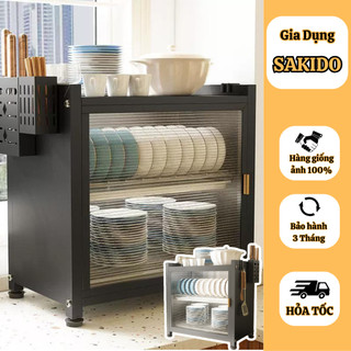 Kệ để chén bát có nắp đậy SAKIDO, Tủ đựng chén bát cao cấp có nhiều ngăn có khay đựng nước 208