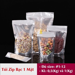 Túi zip 1 mặt trong 1 mặt bạc đáy đứng. túi zip bạc đáy đứng đựng thực phẩm cao cấp