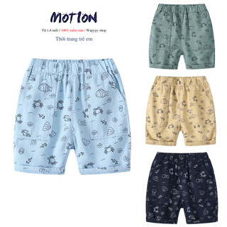 Quần kaki bé trai WELLKIDS quần short họa tiết ngộ nghĩnh siêu xinh mẫu mới 2024
