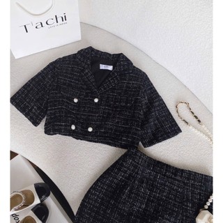 SET ÁO CROPTOP VEST DẠ KÈM CHÂN VÁY (KÈM VIDEO HÌNH THẬT)