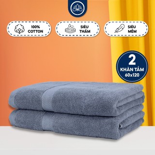 Bộ 2 Khăn Tắm Size 60x120cm Louts, 100% Cotton Cao Cấp Mềm Mịn,Chuyên Dụng Khách Sạn, Spa, Resort