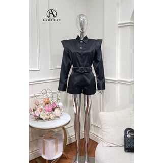 Set lụa kẻ vai độn 𝐀𝐒𝐇𝐘𝐋𝐄𝐘