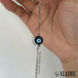 [NEW VER 24] Vòng tay xích thép titan phối mắt quỷ thuỷ tinh / Madde / bảng dẹp