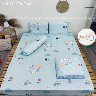 Bộ ga chống thấm chính hãng PT kèm vỏ gối, drap chống thấm tuyệt đối không nóng bí (Mẫu Hươu Sao)